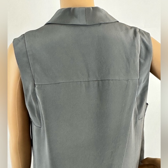 Rebecca Minkoff Gray Silk Bitten Sleeveless V Neck Utility  Long Vest Si… - Picture 5 of 7